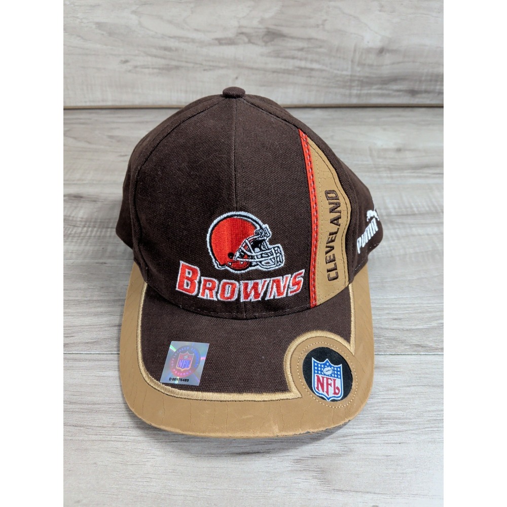 Cleveland Browns Hat Puma VTG 90s Strapback NFL Cap Sticker ( READ )